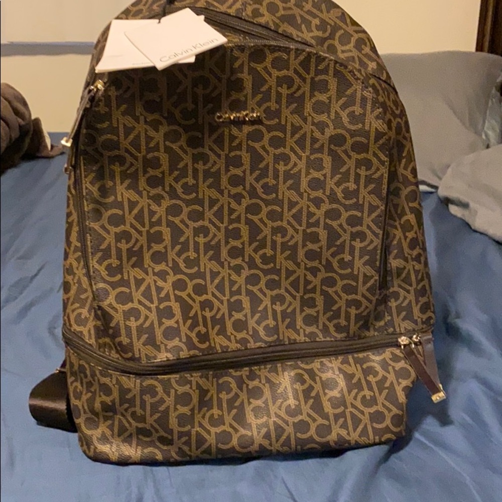 Calvin Klein Brown Leather back pack BRAND NEW